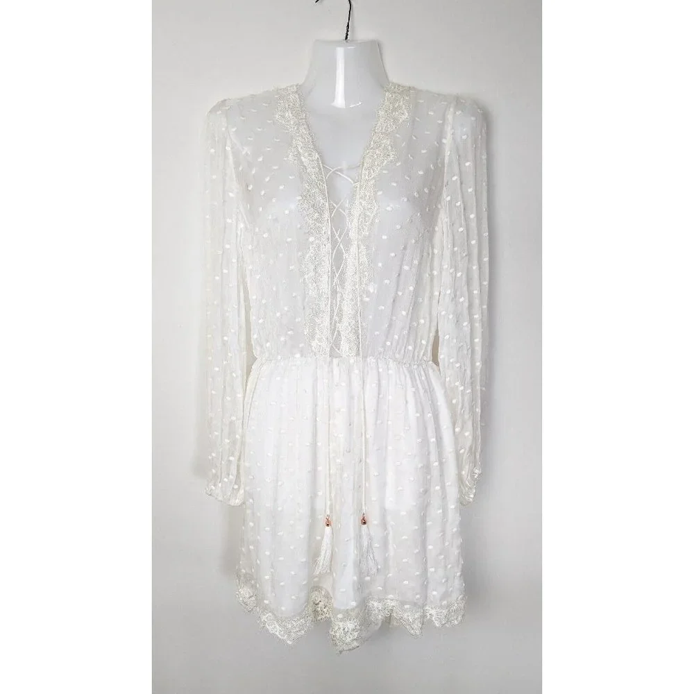 Zimmermann Oleander Lattice Playsuit Silk Size 1 / 10 - Picture 4 of 16